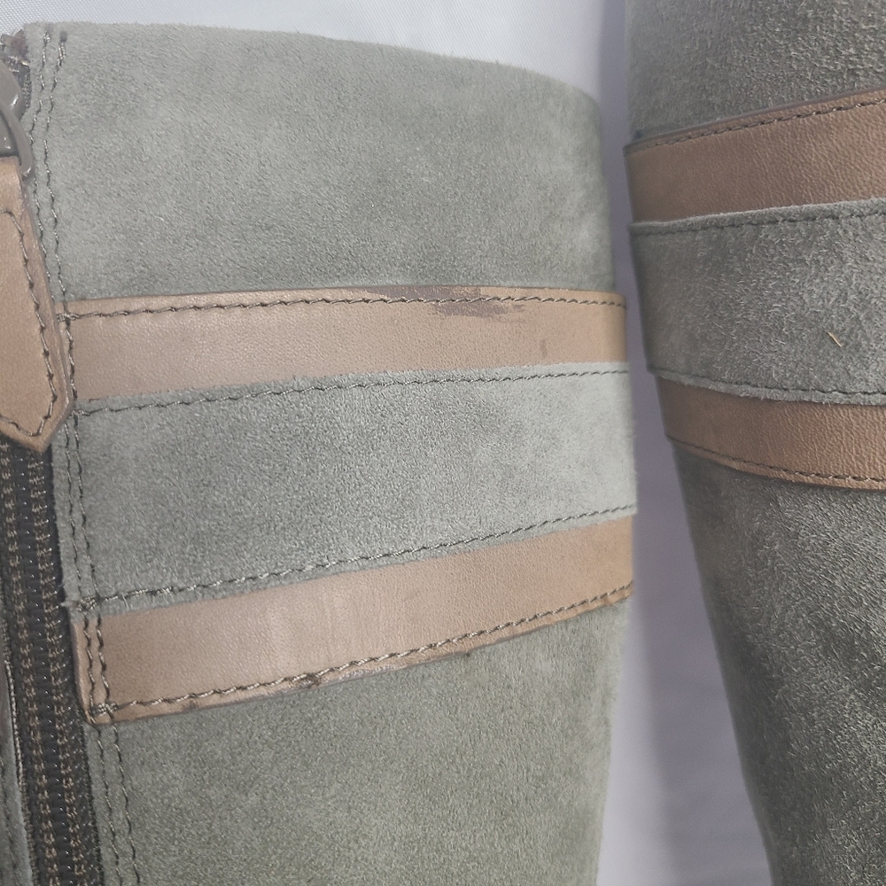 Cole Haan Nike Air Suede Tall Boots Size 9 Sage Gray Spring Heeled - Picture 5 of 14